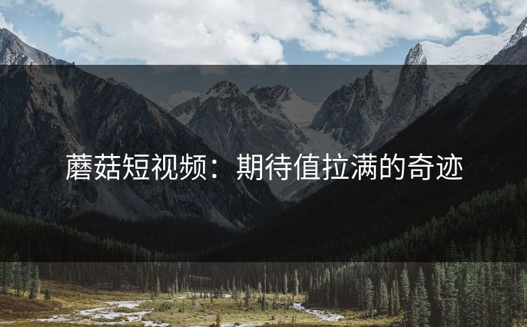 蘑菇短视频：期待值拉满的奇迹